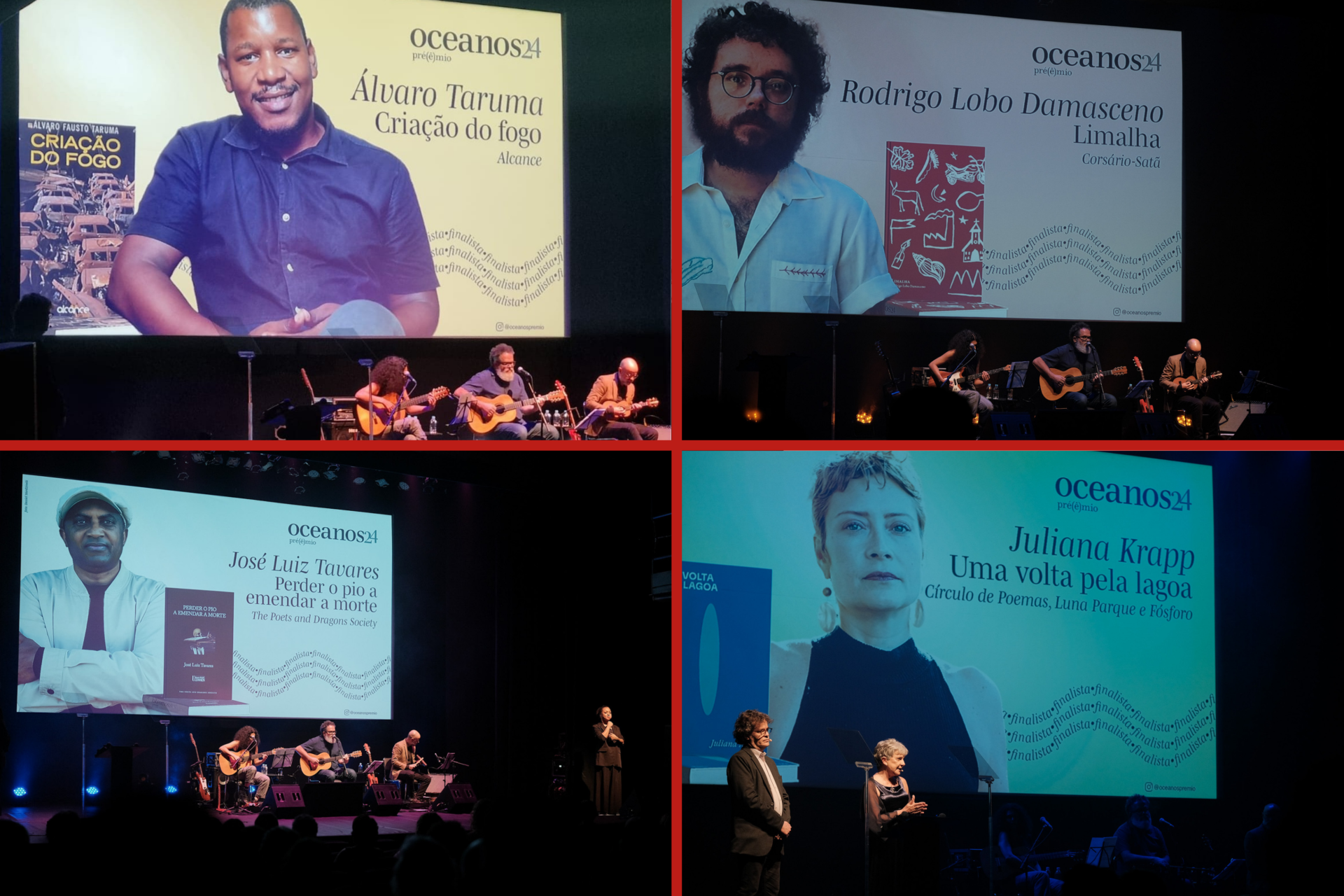 Apresentações dos livros finalistas de poesia, pelos músicos Romulo Fróes, Luiza Brina e Rodrigo Campos